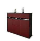 Stil.Zeit Highboard Kommode Neda - Korpus Anthrazit matt - Front Farb-Design Bordeaux (136x108x35cm) - Push-to-Open Technik & hochwertigen Leichtlaufschienen - Made in Germany