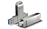 MOSDART USB-C-Flash-Laufwerk, 64 GB, 2-in-1, OTG, USB C auf USB A 3.0, Dual-Daumenlaufwerk, 64 GB, Typ C, Thunderbolt, 3 Anschlüsse, Metall, Jump-Laufwerk mit 360-Grad-Drehung für USB-C-G