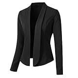 GOKOMO Damen Blazer Kurz Pendler Jacke Elegant Langarm Einfarbig Jacke Für Damen Frühlings und Herbst Jacken Langarm Elegant Modisch Damenjacke(Schwarz,XXL)