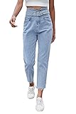 ORANDESIGNE Damen Skinny High Waist Jeans Stretch Jeanshose Löcher Elegant Röhrenjeans Risse Ripped Lang Eng Denim Hose Zerrissene Jeans Destroyed Jeggings Unregelmäßige Lochjeans G Blau XS