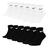 Nike 6 Paar Herren Damen Kurze Socke Knöchelhoch Weiß Schwarz Sparset SX7667 Everyday Cotton Cushioned Ankle Sportsocken Größe 34 36 38 40 42 44 46 48 50, Farbe:weiß schwarz, Sockengröße:38-42