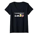 Damen Plan for the Day Motorcycle Bikerstyle Chopper Motocross T-Shirt mit V