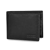MOKIES Herren Geldbörse G305 aus echtem Leder - 100% Rindleder - RFID und NFC-Schutz - Querformat - Portemonnaie für M