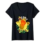 Damen Happy St Davids Day Showy Spring Narzisse T-Shirt mit V