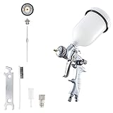 BenBow Lackierpistole PK60 - HVLP 1,4mm Düse, Druckluft, professionell - Spray Gun mit 600ml Plastikb