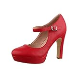 Elara Damen High Heels Pumps Riemchen Vintage Chunkyrayan E22320 Red-38