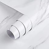 Weißes Marmorpapier, dick, matt, Arbeitsplatten-Kontaktpapier für Küche, Badezimmer, selbstklebend, wasserdicht, Granit-Tapete, zum Aufkleben und Abziehen, Thekenoberfläche, Vinyl, Arbeitsp