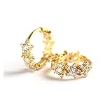 925 Sterling Silber Star Creolen Ohrringe für Frauen Geometrische Huggie Schmuck Hochzeit Geschenke durch YESYI SHMGO. (Gem Color : Gold Color)