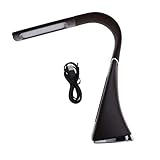 Baoblaze 2X LED Tischlampe Flexible Schreibtischlampe, USB Wiederaufladbare, 3 Stufig Touch Dimmbare LED Tischleuchte Leselampe mit LCD Display, Uhrzeit/D