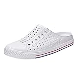 Dorical Sommer Sandalen Eva Strandschuhe Freizeit rutschfeste Halbe Hausschuhe Badeschuhe Flach Aqua Slippers Wasserschuhe Gartenschuhe Beach Schuhe für Damen Herren (Weiß,43)