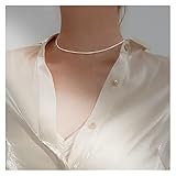 OUMIFA Halskette 925 Sterling Silber Choker Halsketten Frauen Fine Schmuck Hochzeitszubehör Geometrische Anhänger Perlen Halskette Halsketten mit Anhänger (Gem Color : A)