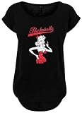 BlingelingShirts Damen Fun Shirt Rockabilly Girl Glitzer zweifarbig mit Rockabella Schriftzug. schwarz. Gr. XL E