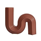 CREACEC Weiße Große Moderne Vase, Geometrische Kreative Weiße Porzellanvase Verwendet Für Wohnzimmer Küche Esstisch Büro Hochzeitsdekoration Trockenblumenarrangement,B