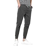 Yikesnt Herren Freizeithose Vier Jahreszeiten Dünner Abschnitt Einfarbig Bequeme Outdoor Sporthose mit Taschen und Kordelzug, dunkelgrau, 58