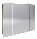 FACKELMANN LED Spiegelschrank Milano/Badschrank mit 3D Effekt/Soft-Close/Maße (B x H x T): ca. 110 x 78 x 15,5 cm/Schrank mit Spiegel & LED-Beleuchtung fürs Bad / 3 Türen/Korpus: B