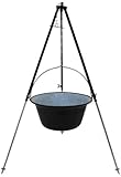 GRILLPLANET Set 22 Liter Gulaschkessel mit Dreibein 130 cm (22 Liter Gulaschtopf Feuertopf Kesselgulasch Topf Feuerkessel Glühweinkessel Suppentopf Kessel emailliert)