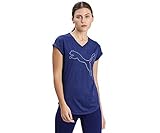PUMA Damen T-shirt, Elektro Blue Heather-Cat outline, M