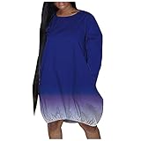 VICIKON Pullover Damen Lang Einfarbig Langarm Oberteil Basic Rundhals Langarmshirts mit Farbverlauf Mädchen Aufdruck Langarmshirt mädchen Sweater Damen Oversized Vintage Christmas Sweater D
