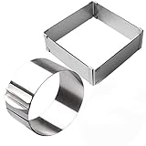 Yyooo Versenkbare Mousse Kreis Set Rund & Quadratisch Edelstahl Backformen Geburtstag Hochzeitstorte Dekoration Gadgets Kuchenringe S