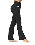 ALONG FIT Bootcut-Yogahose-Damen High Waist Flared-Leggings-Damen mit Taschen Blickdichte Bootleg Pants Elegante Jogginghose Dehnbare Fitness Leggings Sporthose mit Bauchkontrolle Schwarz XL