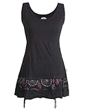 Vishes - Alternative Bekleidung - Damen Lagen-Look Jersey-Tunika Shirt aus Baumwolle zum Raffen schwarz 40