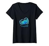Damen Vintage, Blue Crab Whisperer, Herren, Damen, T-Shirt mit V
