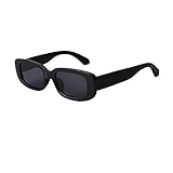 ADEWU Mode Sonnenbrille Rechteckig Retro Schmale Brille mit UV Schutz Sunglasses für Damen Herren (S-Schwarz)