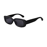 ADEWU Mode Sonnenbrille Rechteckig Retro Schmale Brille mit UV Schutz Sunglasses für Damen Herren (S-Schwarz)