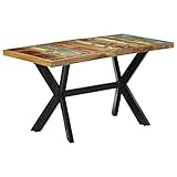 YOPOTIKA Industriellen Stil Massivholz Esstisch Küche Beistelltisch Schreibtisch Couchtisch Restauranttisch Konsolentisch Esszimmertisch 140x70x75 cm Altholz M