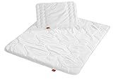 sleepling 194477 Baby Babybetten Set medium Mono Ganzjahresbettdecke 100 x 135 cm und Flachkissen 40 x 60 cm, weiß