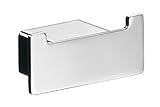 emco LOFT Doppelhaken zur Wandmontage, pflegeleichter Aufhänger aus Aluminium für 2 Handtücher, minimalistischer Handtuchhaken zum Schrauben, chromfarb