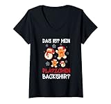 Damen Backen Weihnachten Das Ist Mein Plätzchen Back T-Shirt mit V