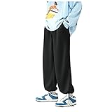 Laufhose Herren Lang Klassische Einfarbig Loose Jogginghose Baumwolle mit Taschen Freizeithose Elastic Waist Sweatpants Outdoor Wanderhose Sporthose Trainingshose Baggy Streetw