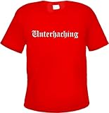 Unterhaching Herren T-Shirt - Altdeutsch - Rotes Tee Shirt M R