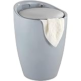 WENKO Badhocker Candy Grau, belastbar bis 120 kg, Hocker mit Stauraum für das Badezimmer und Wohnzimmer, integrierter Wäschesammler, ABS-Kunststoff, BPA-frei, Fassungsvermögen 20 L, Ø 36 x 50,5