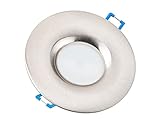 Tevea Premium Ultra Flach Led Einbauleuchte | 5W 230V austauschbares Modul | Einbaustrahler (Gebürstet Chrom - Warmweiss)