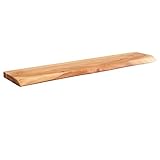 FineBuy Wandregal mit Baumkante 80 cm Akazie Massivholz | Design Schweberegal Wandboard Massiv | Regal Holz Natur | Landhausstil Hängereg