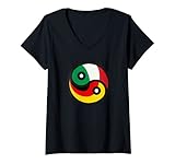 Damen Deutschland und Italien, Deutsch-Italienische Flagge Fahne T-Shirt mit V