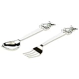 LORENA LIVING Kinderbesteck blau, Löffel und Gabel, Länge 14cm, versilbert, Geschenk zur Geburt oder T