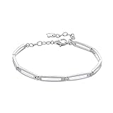 fohatu S925 Sterling Silber Quadratische Gitter Büroklammer Armband Vintage Breite Kubanische Bordstein Link Verstellbares Armband Schmuck Für Frauen,Silb