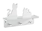 Wenko Wand-Garderobe Katzen mit Ablage, MDF, Weiß , 24.5 x 37 x 10