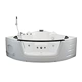 Home Deluxe - Whirlpool Badewanne - Laguna L weiß kompakt - mit Heizung und Massage - Maße: 140x140x65cm | Eckwanne, 2 Personen, Indoor J