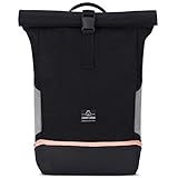 Johnny Urban Rolltop Rucksack Damen & Herren Schwarz Rosa ALLEN, Roll Top Backpack für Schule, Uni, Arbeit, Laptop Fach 15,6 Zoll, Wasserabw