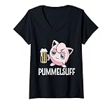 Damen Pummelsuff lustiges Pummeluff Anime Poke T-Shirt mit V