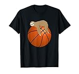 Fauler Faultier, der auf einem Basketballball-Entwurf T-S