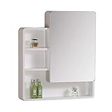 Spiegelschränke Badezimmer Medizinschrank Massivholz Wandspiegel mit Regal Küchenwandschrank Kosmetikregal (Color : Wood, Size : 70 * 14 * 80cm)