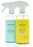 Jemako Küchen-Set | Kraftreiniger ECO Plus 500 ml | Küchen-Reiniger ECO Plus 500 ml | inkl. Sinland Microfasertuch & 2 x Schaumpump