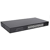 26 Ports Gigabit PoE Switch, 802.3af/at Konform Unmanaged Powered Switches mit 24 PoE Ports 1000 Mbit/s und 2 1000 Mbit/s SFP, Desktop oder Rackmount(EU)