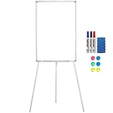 Flipchart Whiteboard 60x90cm - Höhenverstellbar Whiteboard mit Flipchart-Haken Magnetisch Whiteboard Dreibein S