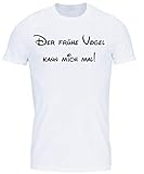 Myfashionist T-Shirts Bedruckt - Der frühe Vogel kann Mich mal - Damen Herren T-Shirt Rundhals 100% Baumwolle Print-Shirt (L, Herren ➤ Weiß)